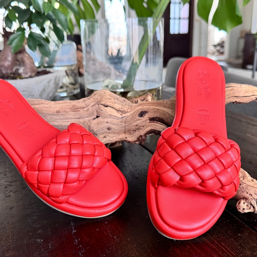 Seychelles Braided Sandals-deep orange-made in Italy